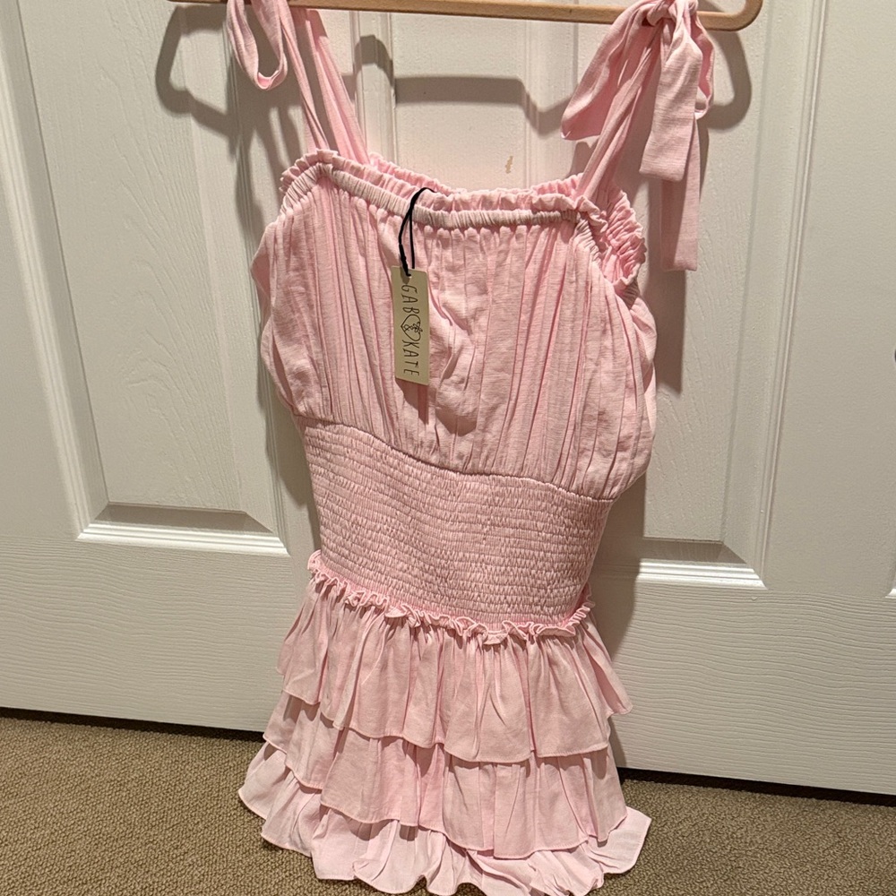 Elegant Pink Ruffle Mini Dress